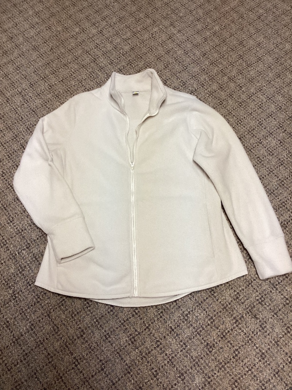Never Not Hustling Women's Cream Full-Zip Fleece Jacket Size Large
